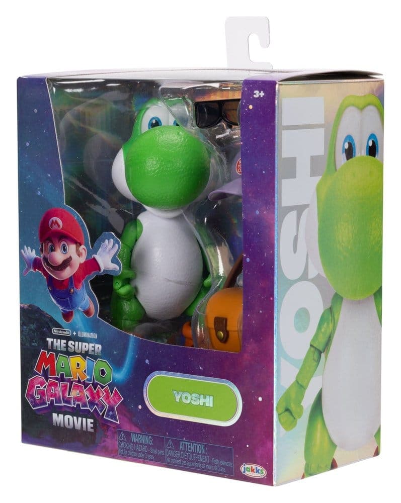 the super mario galaxy movie  5 action figure yoshi with hat glasses and bag toys